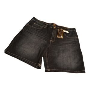 Lee Women's Bermuda Dark Past Wash High Rise Blue Jean Denim Shorts Size 16‎ New